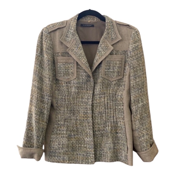 Elie Tahari Tweed and Linen Blazer - Picture 1 of 7
